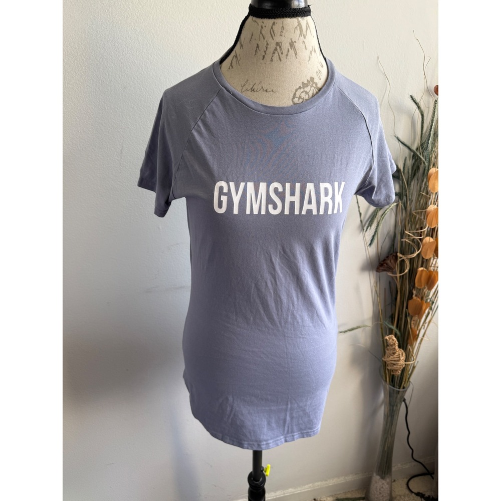 Gymshark Womens Medium Blue Raglan Short Sleeve Logo T-Shirt GMST4256 Activewear